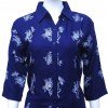 Imported Rayon Shirt with Floral Print  - Dark Blue