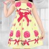 High Quality Pure Cotton Floral Print Kids Frock - Yellow and Pink