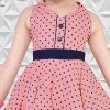 High Quality Pure Cotton Floral Print Kids Frock - Peach and Blue