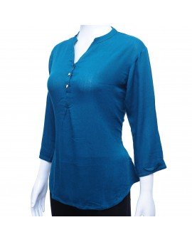 Imported Georgette Top without print - Sea Blue