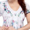 High Quality Pure Cotton Floral Print Long Nighty - White with Hot Pink and Blue