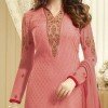 Salwar Kameez- Georgette Brasso Straight Embroidery - Pink -1221  (Un Stitched)