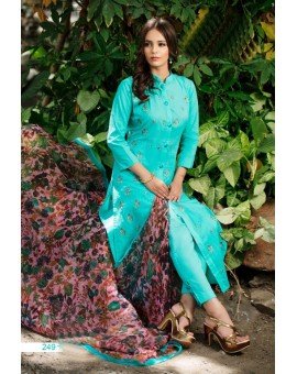 Salwar Suit- Pure Cotton Lawn with Embroidery - Sweet Green (Un Stitched)