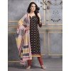 Salwar Suit- Pure Cotton with Self Print - Black and Yellow (Un Stitched)
