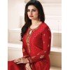 Salwar Kameez- Georgette Brasso Straight Embroidery - Deep Red (Un Stitched)