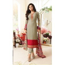 Salwar Kameez- Crape Material with straight embroidery -  Beige and Pink  (Un Stitched)