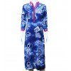 Long Kurtas with Floral Print - Blue and White