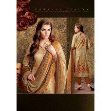 Salwar Suit- Pure Cotton with Floral self print - Wheat (Un Stiched)