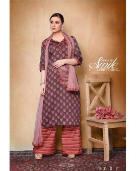 Salwar Suit- Pure Cotton with elegant self print - Rosy Brown4  (Un Stitched)