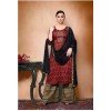 Salwar Suit- Pure Cotton with elegant self print - Maroon and Black  (Un Stitched)