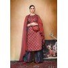 Salwar Suit- Pure Cotton with elegant self print - Gray and Burgundy  (Un Stitched)