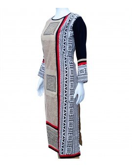 Long Kurtas with French Design - Beige and Black