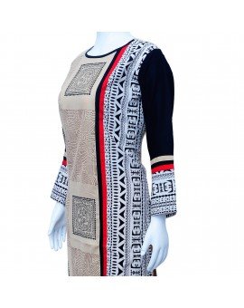 Long Kurtas with French Design - Beige and Black