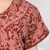 High Quality Crushed Cotton Floral Print  Long Nighty - Coral with Burgundy