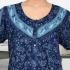 High Quality Crushed Cotton Floral Print  Long Nighty - Deep Blue