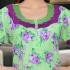 High Quality Rayon Floral Print Long Nighty - Green with Orchid Color