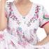 High Quality Pure Cotton Floral Print Long Nighty - White with Hot Pink