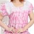 High Quality Pure Cotton Oyster Print Long Nighty - Pink and White