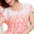 High Quality Pure Cotton Oyster Print Long Nighty - Light Tomato and White