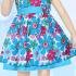 High Quality Pure Cotton Floral Print Kids Frock - White and Sky Blue